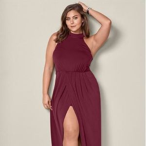Venus 1X long draped dress wine colored
